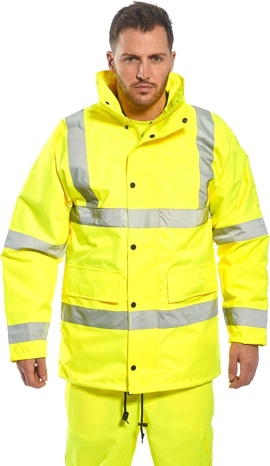 Hi Vis Contrast Yellow Navy Safety Jacket (6)