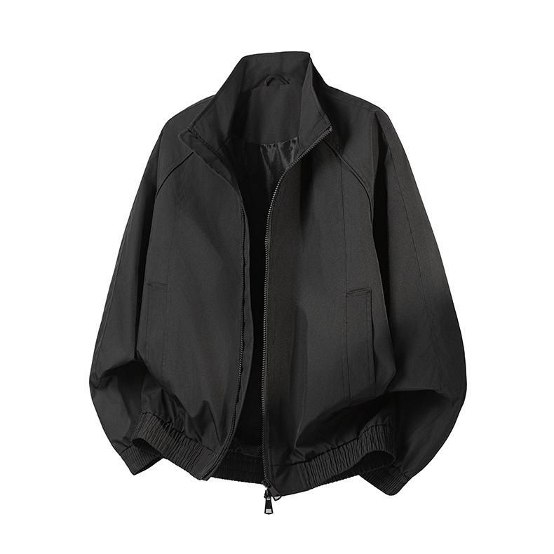 Mens Solid Stand Collar Casual Jacket (1)