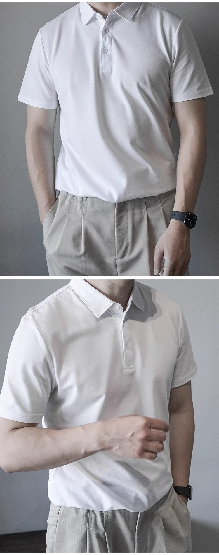 Mens Slim Solid Mercerized Business Polo Shirt (1)