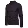 Mens Slim Linen Cotton Stand Collar Shirt
