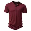 Mens Slub Cotton Henley Neck Polo Shirt