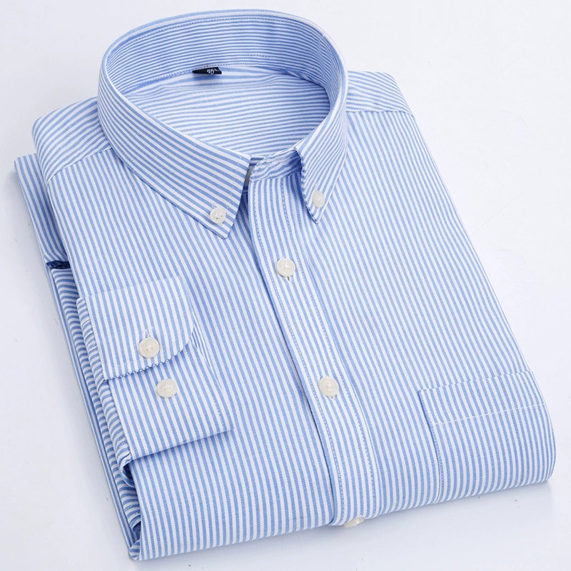 Long-Sleeve Casual Relaxed-Fit Striped Shirt