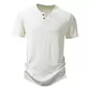 Mens Two-Button V-Neck Stylish Casual T-Shirt