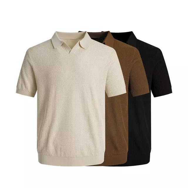Mens Ice Silk V-Neck Slim Business Polo