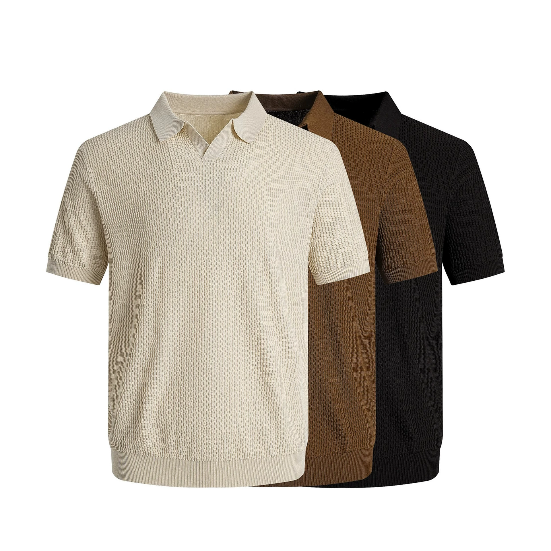 Mens Ice Silk V-Neck Slim Business Polo