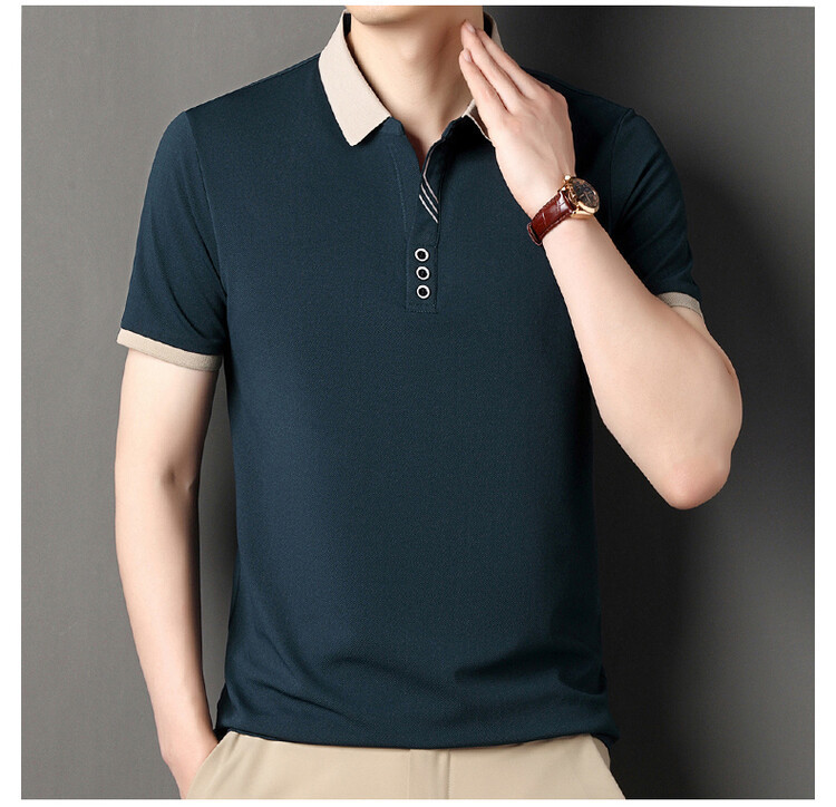 Men Summer Solid Polo Shirt Breathable Casual Wear (5)