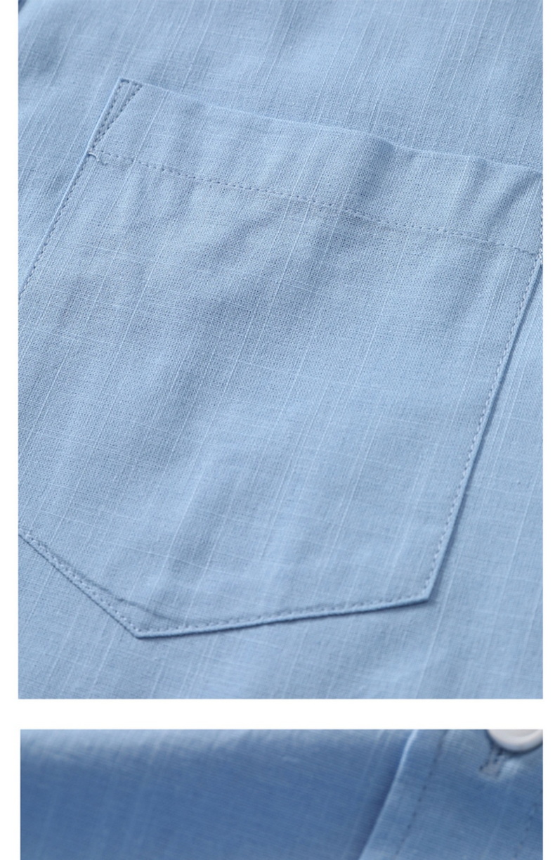 Mens Slub Cotton Short Sleeve Casual Shirt (7)