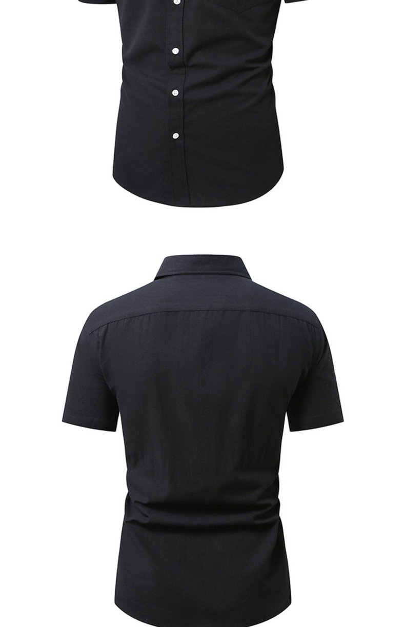 Mens Slub Cotton Short Sleeve Casual Shirt (6)