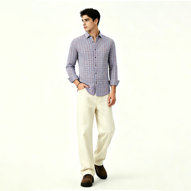 Mens Printed Stretch Wrinkle Resistant Business Shirt