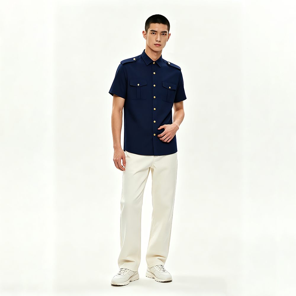 Mens Short Sleeve Pilot Uniform Dress Shirt