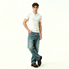 Mens Two-Button V-Neck Stylish Casual T-Shirt