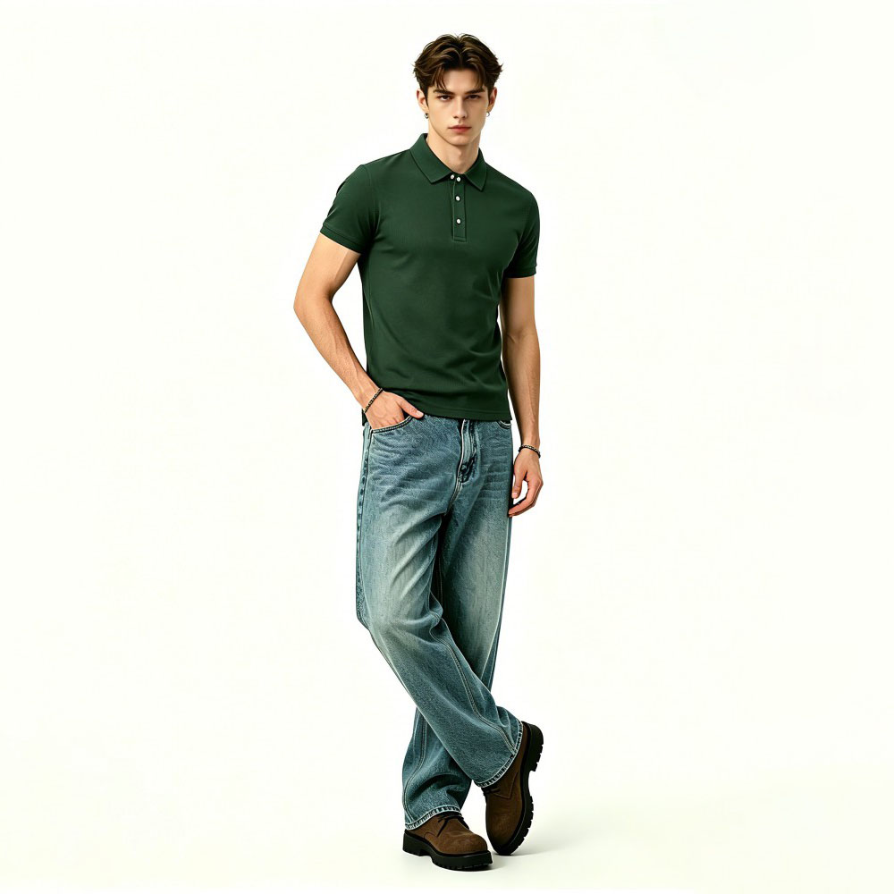 Mens Business Work Team Lapel Polo Shirt