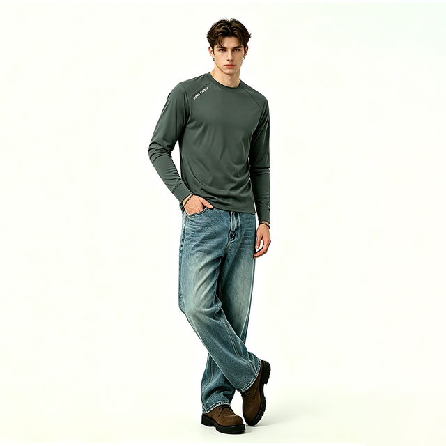 Mens Outdoor Crew Neck Long Sleeve T Shirt