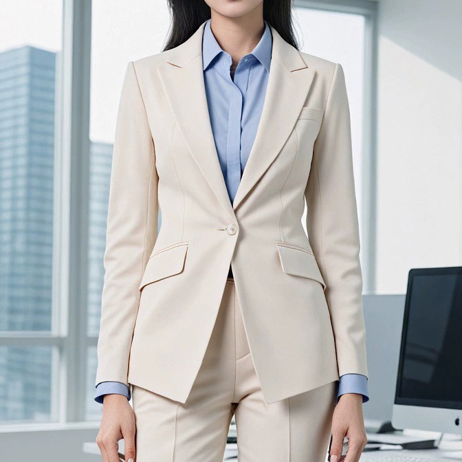 Beige Workwear Blazer