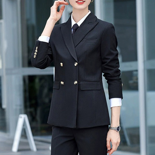 Unisex Double-Breasted Pinstripe Workwear Blazer