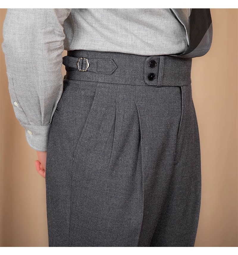 British Retro Pleated Mens Suit Trousers (8)