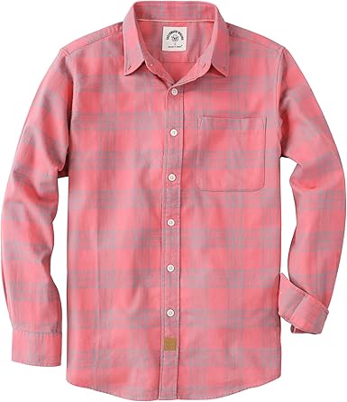 Mens 100% Cotton Plaid Long Sleeve Shirt