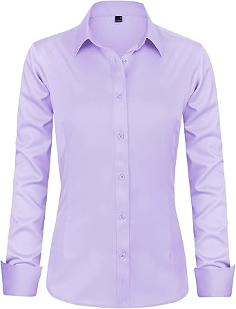 Womens Easy Iron Business Casual Lapel Shirt