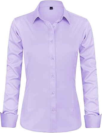 Womens Easy Iron Business Casual Lapel Shirt