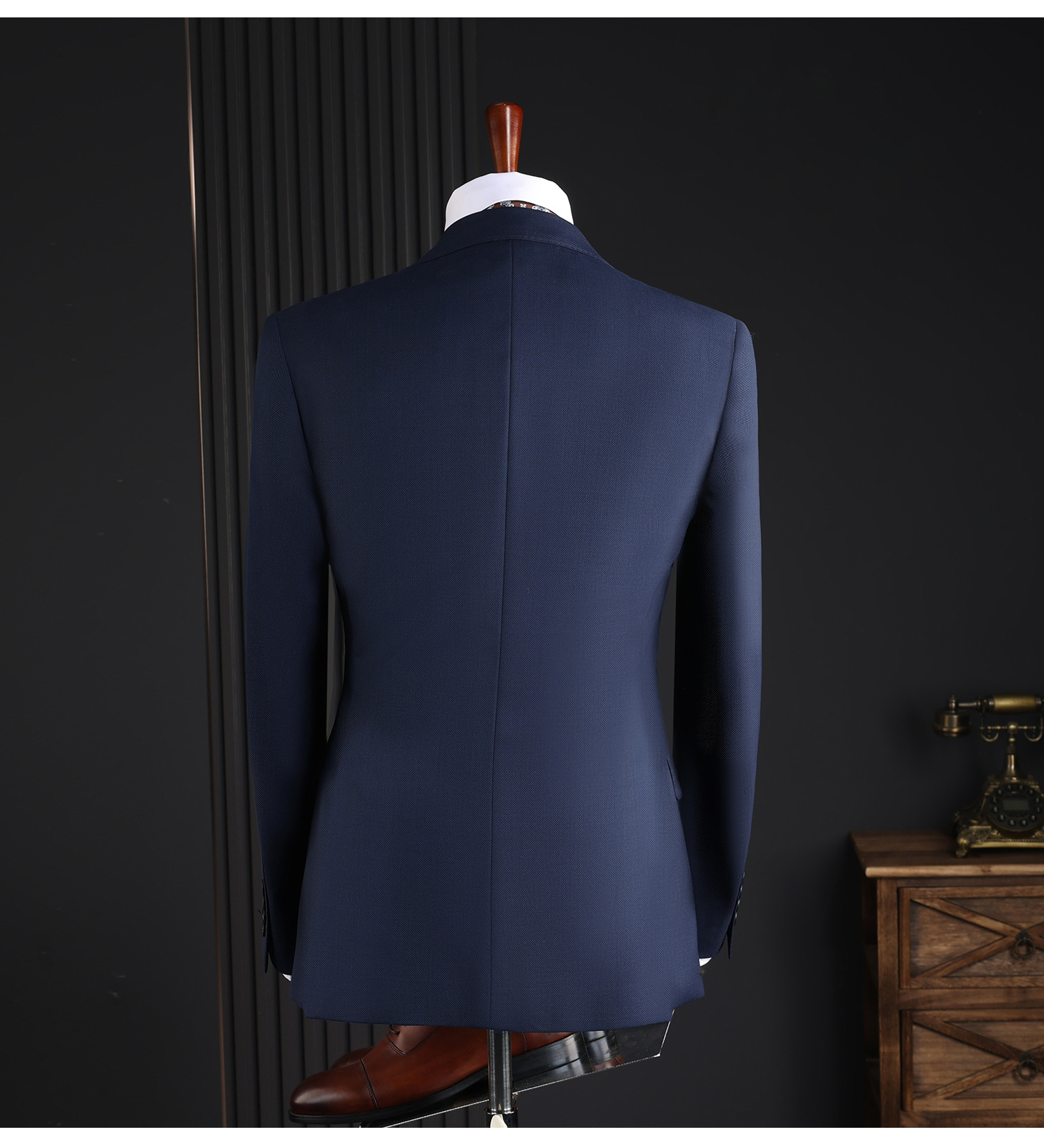 Womens Royal Blue Houndstooth Formal Blazer SuitWomens Royal Blue Houndstooth Formal Blazer Suit (8)