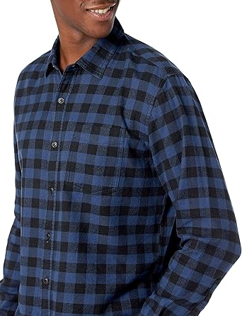 Mens Slim Fit Business Flannel Long Sleeve Shirt (9)