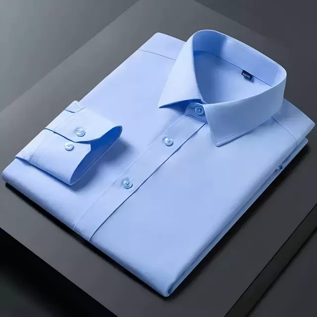Mens Stretch Solid Business Casual Work Shirt