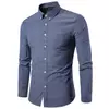 Mens Autumn Winter Slim Fit Oxford Lapel Shirt