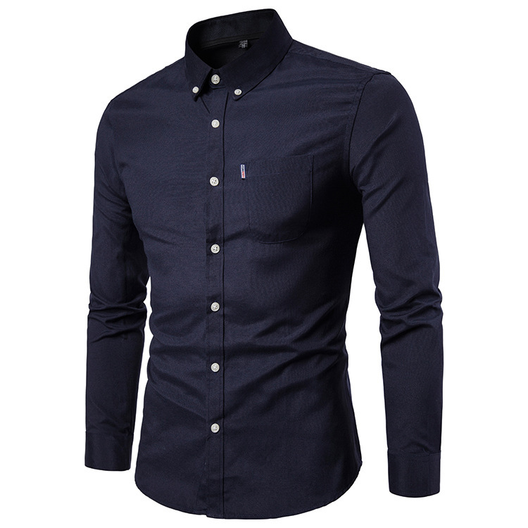 Mens Autumn Winter Slim Fit Oxford Lapel Shirt (3)
