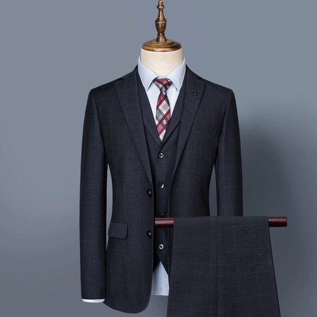 Mens Plaid Three Piece Suit