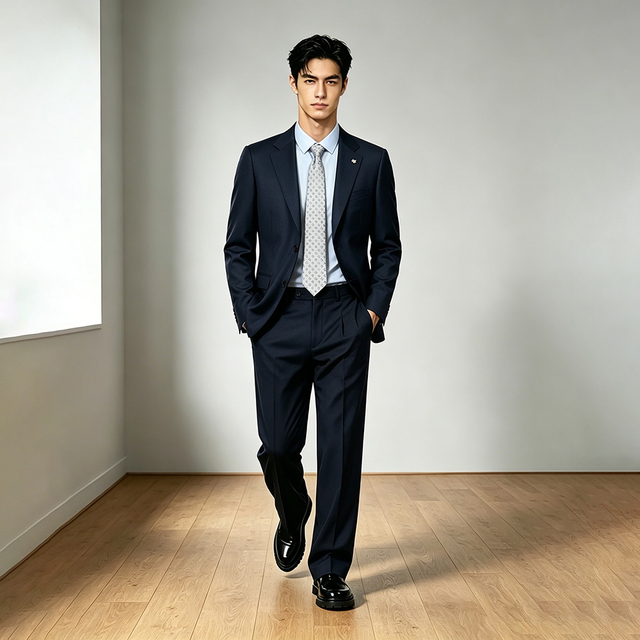Premium Navy Blue Mens Formal Suit
