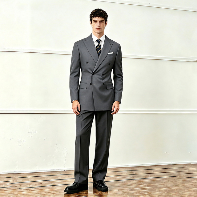 Men's High-Quality Double-Breasted Custom-Made Suit