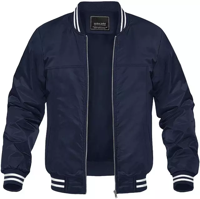 Mens Lightweight Windproof Bomber Windbreaker