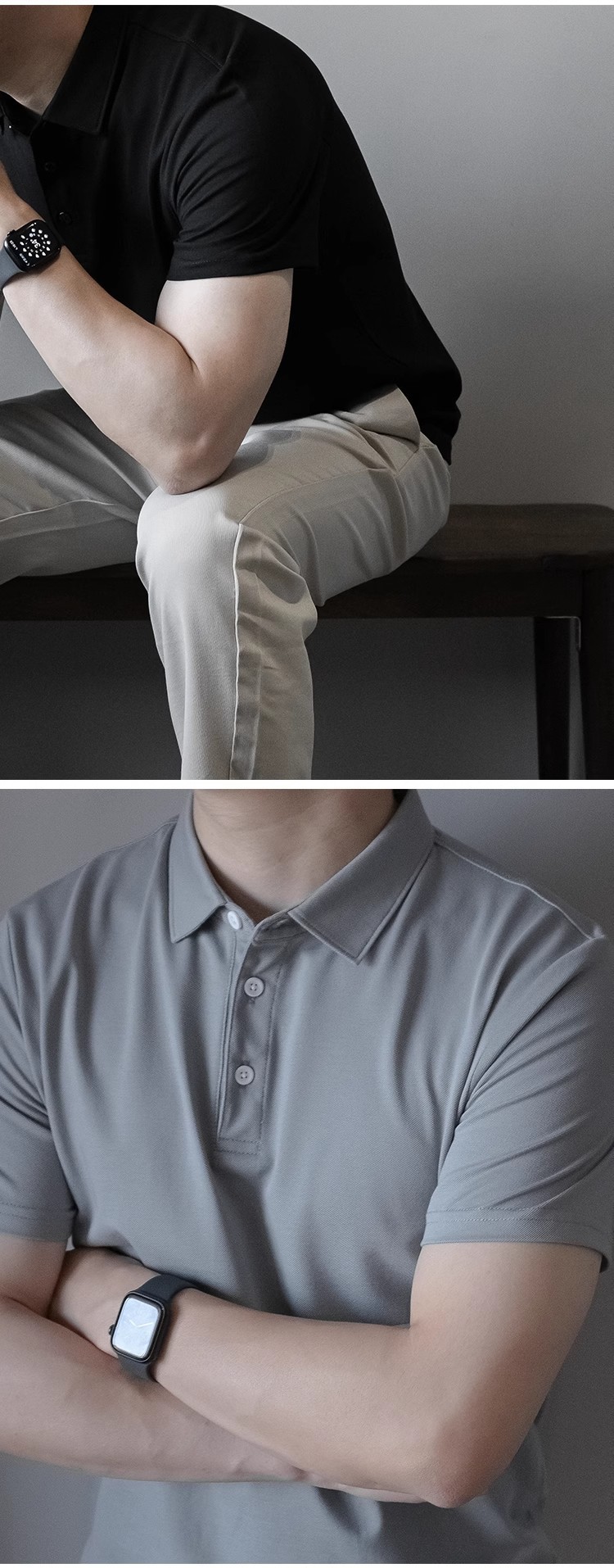 Mens Slim Solid Mercerized Business Polo Shirt (3)