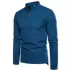 Mens Slim Linen Cotton Stand Collar Shirt