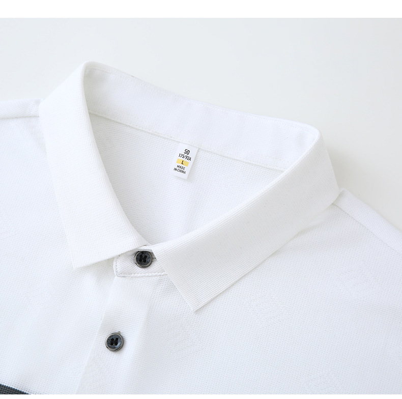 Mens Plus Size Striped Business Casual Polo Shirt (2)