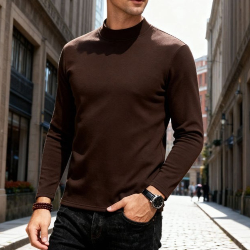 Mens Half High Neck Loose Casual Base Layer Top (6)