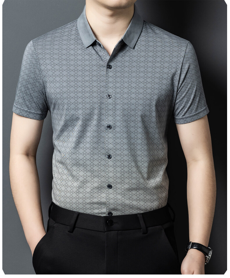 Mens Non-Iron Solid Business Summer Short Sleeve Shirt (3)