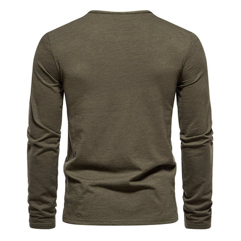 Mens Slub Cotton 4-Button Henley Long Sleeve Tee (6)