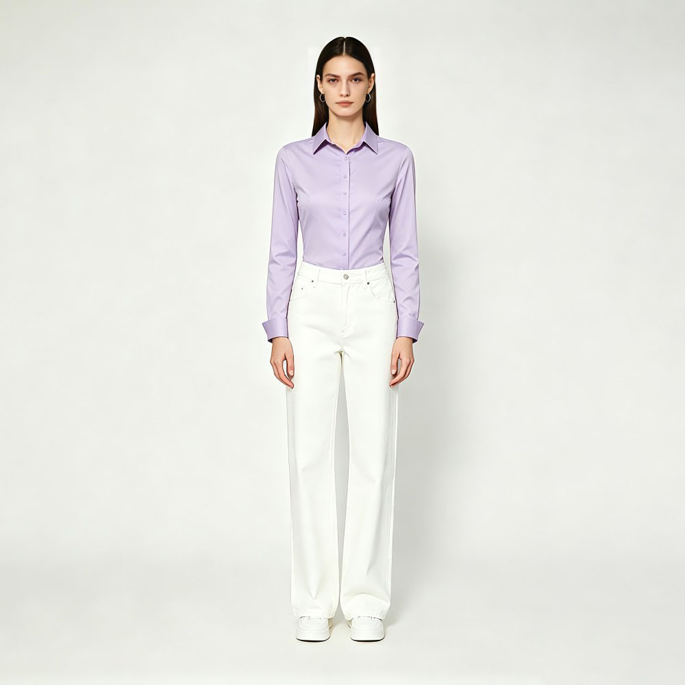 Womens Easy Iron Business Casual Lapel Shirt