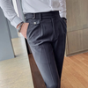 Mens Slim Fit Solid Color Trousers