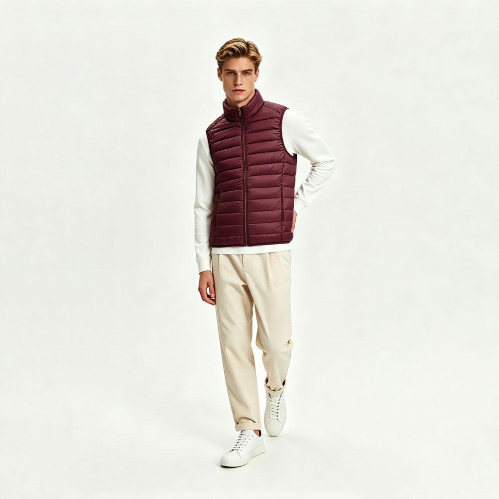 Mens Winter Fleece Lined Stand Collar Gilet