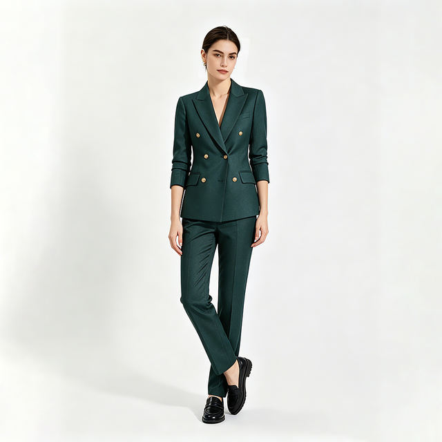 Womens Green Professional Business Blazer Jacket