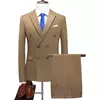 Mens Slim Double Breasted Two Piece Suit