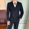 Mens Double Breasted Wedding Groom Suit