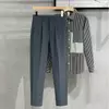 Semi Elastic Waist Pleated Casual Trousers