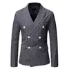 Mens Slim Striped Double Breasted Blazer