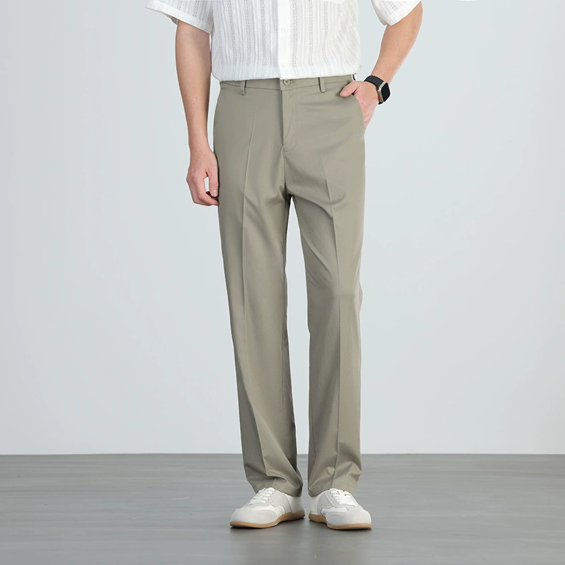 Spring Stretch Flat Front Casual Dress Pants
