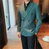Mens Luxury Double Breasted Business Blazer
