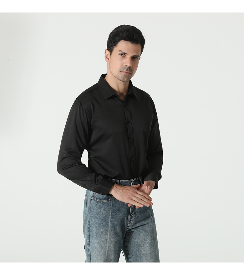 Solid Color Business Casual Mens Shirt (4)