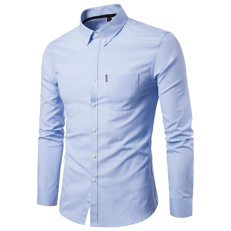 Mens Autumn Winter Slim Fit Oxford Lapel Shirt (4)